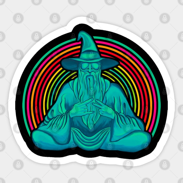 Rainbow Wizard (larger image) Sticker by FuzzyMind